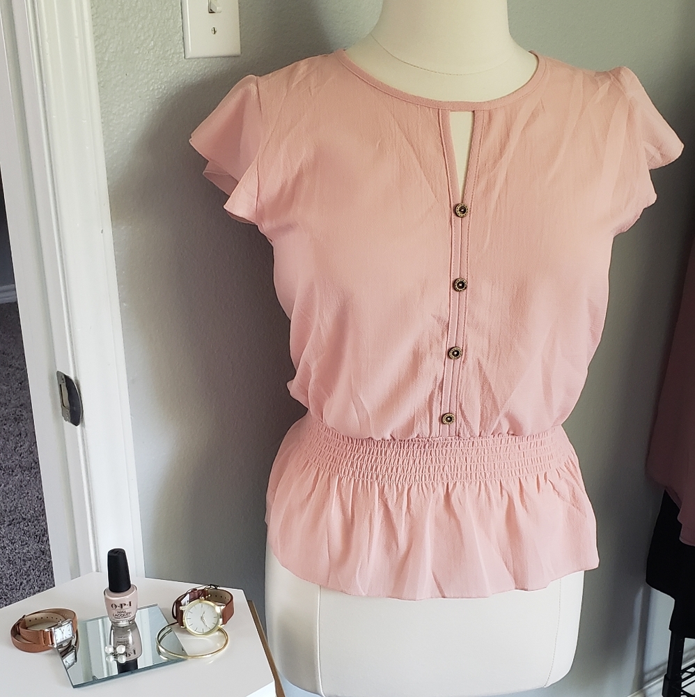 Fitted Baby Pink Blush Blouse - XL